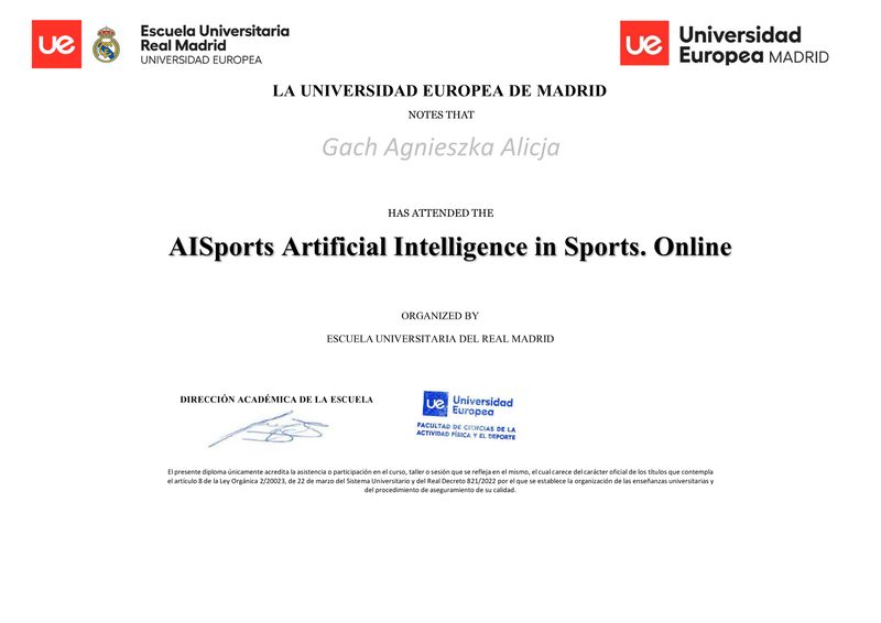 Artificial Intelligence in Sports - Agnieszka Gach