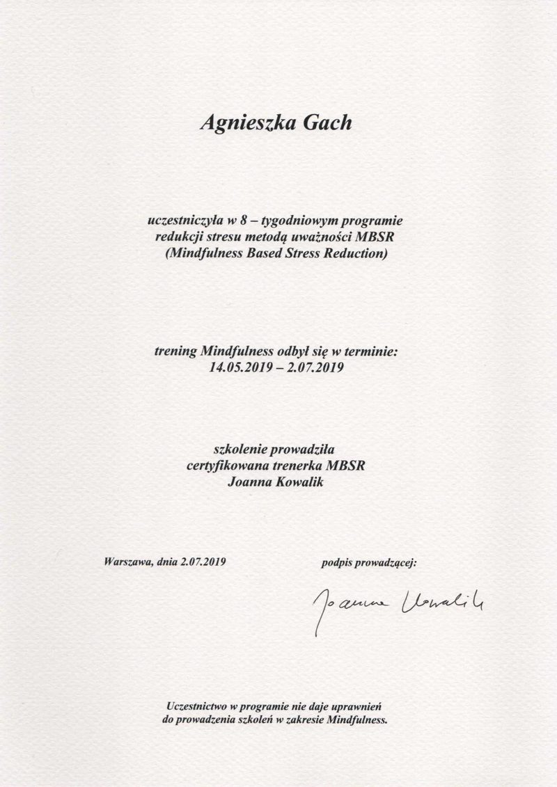 Mindfulness-Based Stress Reduction (MBSR) - Agnieszka Gach